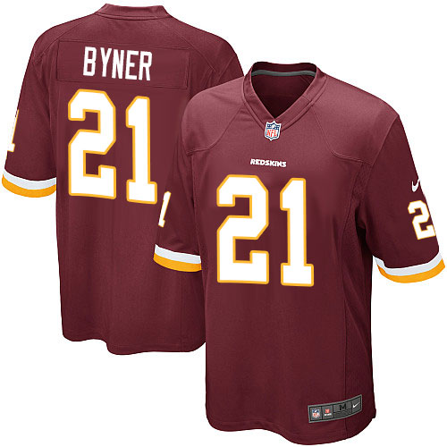 Men's Game Earnest Byner Nike Jersey Burgundy Red Home - #21 NFL Washington Redskins
